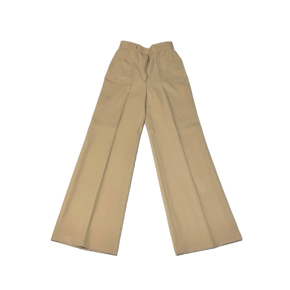 Vintage 1970’s High Rise Tan Wide Leg Bell Bottom Trousers, xs fit - Picture 2 of 10